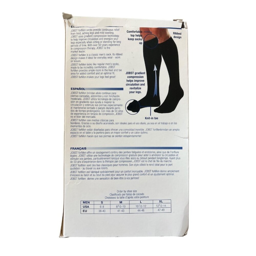 JOBST ForMen Therapeutic Support Knee High Socks Mens X-Large Black 8-15 MmHg - Picture 4 of 5
